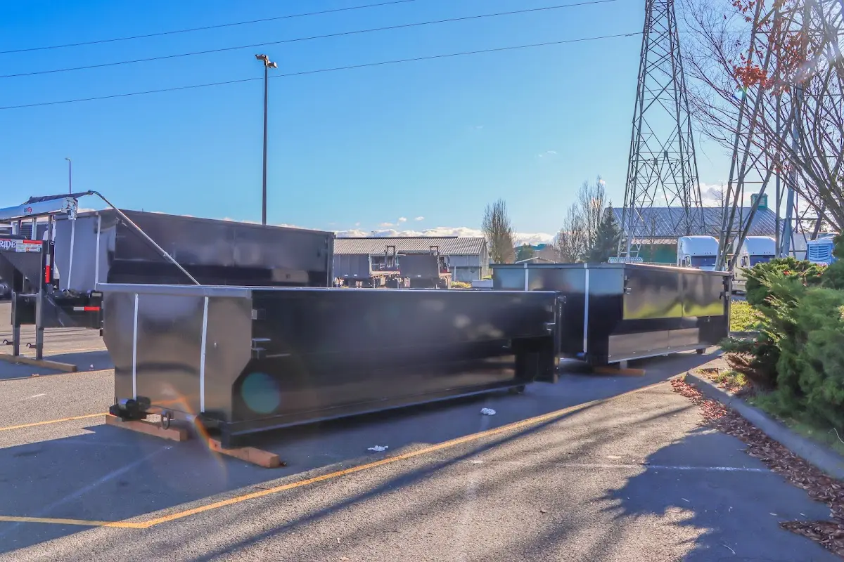 Roll-off dumpster ready for waste disposal at job site for Estate Cleanout Dumpster Rental in Lochearn